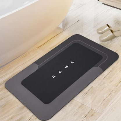 Housego Absorbent Bath Mat, Quick Dry Bath Rug, Non-Slip, 15.7x23.6 Inch, Black - color: Black, size: 15.7" x 23.6" (Rectangular)