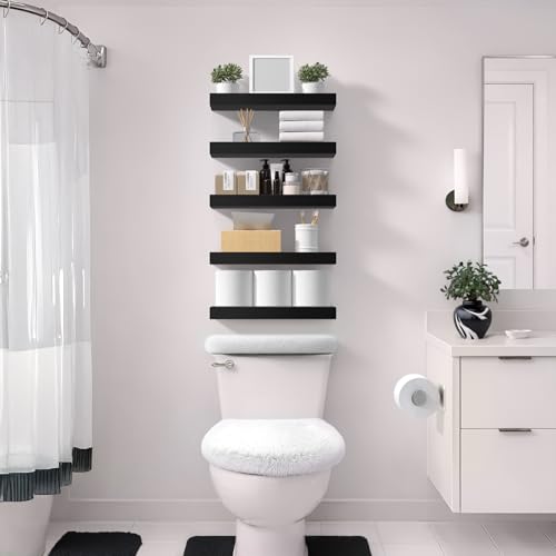 Sorbus 16 Inch Floating Shelves for Wall (5 Pack, Black) - color: Black, size: 5 Pack