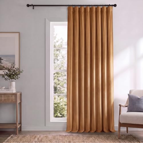 Extra Wide Signature Velvet Blackout Curtains (1 Panel)100Wx84L, Amber Gold - color: Amber Gold, size: 100"W x 84"L (Pack of 1)