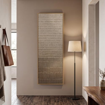 Large Framed Neutral Wabi Sabi Abstract Wall Art, Long Vertical 60x20 In - color: Neutral Marks, size: 60"L x 20"W