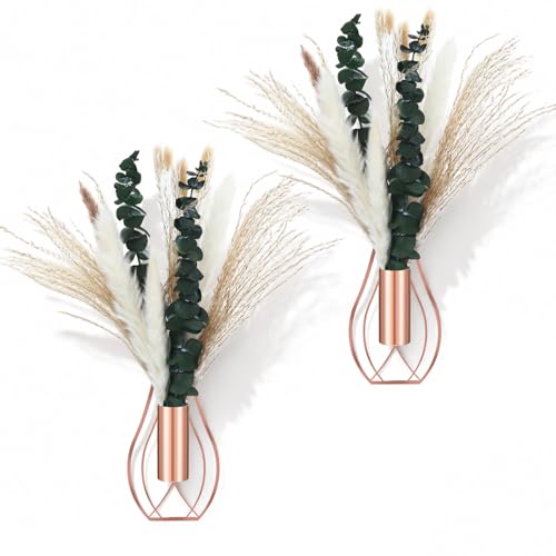 Otoolling Boho Wall Decor Set of 2, Rose Gold, Pampas,Eucalyptus - color: Rose Gold, style: Pampas,Eucalyptus