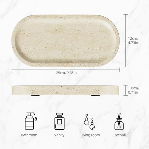 Decorative Trays with Natural Patterns,9.8x4.7x0.7in,Travertine - color: Travertine
