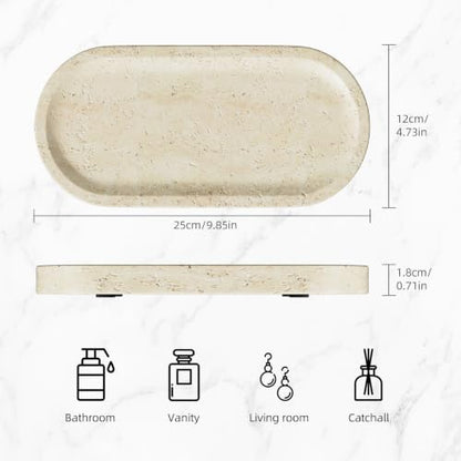 Decorative Trays with Natural Patterns,9.8x4.7x0.7in,Travertine - color: Travertine