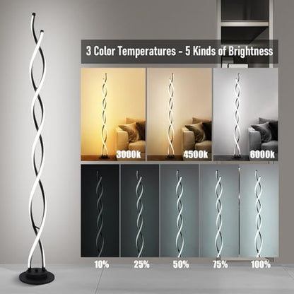 Modern Floor Lamps for Living Room Black 3‑Color Remote Dimmable - color: Black