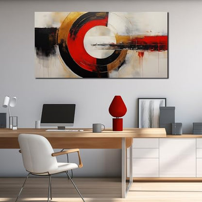 AUUZAIUA Abstract Canvas Wall Art Black and Red Geometry Prints 29x58 In - color: red, size: 29"L x 58"W
