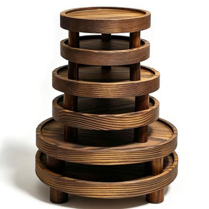 6 PCS 5/6/8 Inch Wood Risers Display Stands,Round Mini Tray Stand - size: 5/6/8 In