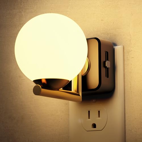 L LOHAS LED Night Lights Plug Into Wall, Dusk to Dawn Sensor - color: Gold 3000K Ball, size: 1 Pack