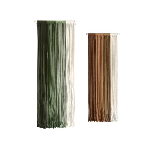 Jditngp Nordic Home Large Wall Decor Hand Woven 2PCS Bohemian Tassel Wall Hanging Wall Decoration Tapestry Gradient Green Brown Living Room Bedroom Entrance Hall Kitchen Corridor Wall Art 15.8'',11.8'' - color: greenbrown2