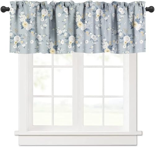 JESTRONRY Beautiful Floral Valance Curtain,Cute Spring Summer Flowers Rod Pocket Valance Window Treatments for Bedroom Kitchen Dining Room 54x18in - color: Beautiful Floral-3