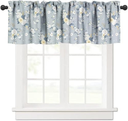 JESTRONRY Beautiful Floral Valance Curtain,Cute Spring Summer Flowers Rod Pocket Valance Window Treatments for Bedroom Kitchen Dining Room 54x18in - color: Beautiful Floral-3