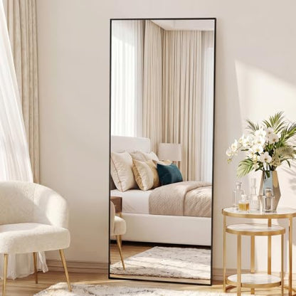 DUMOS 64"x21" Full Body Mirror with Stand, Full Length Mirror, Black