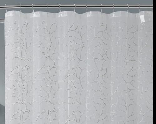 Warm Home Designs 72x72 Shower Curtain with Grey Embroidery. OLS Silver 72 - color: Silver