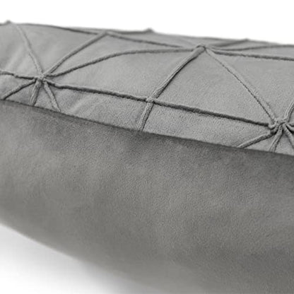 JWH Velvet Lumbar Throw Pillow, 14x24 Inches, Gray - color: Light Gray, size: 24" x 14" (Pack of 1)