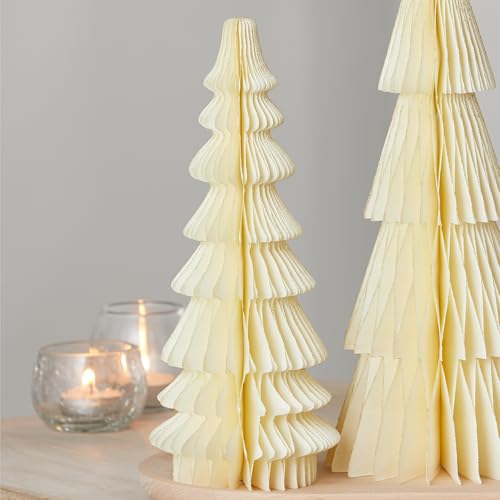 Set of 3 White Ivory Honeycomb Paper Trees (Medium Set 3 Ivory) - color: Medium Set 3 Ivory