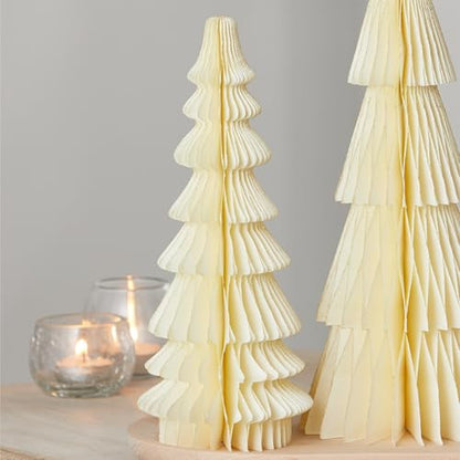 Set of 3 White Ivory Honeycomb Paper Trees (Medium Set 3 Ivory) - color: Medium Set 3 Ivory