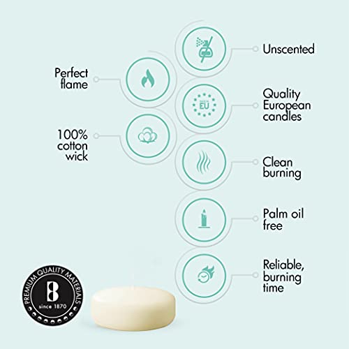 BOLSIUS Ivory Floating Candles 3 inch - 12 Pack Water Candles - Premium European Quality - 8 Hour Clean Burning - No Palm Oil - 0% Animal Fat - Cotton Wick - Centerpiece Decor, Romantic Wedding Events - size: 3 Inch, style: 1 Pack
