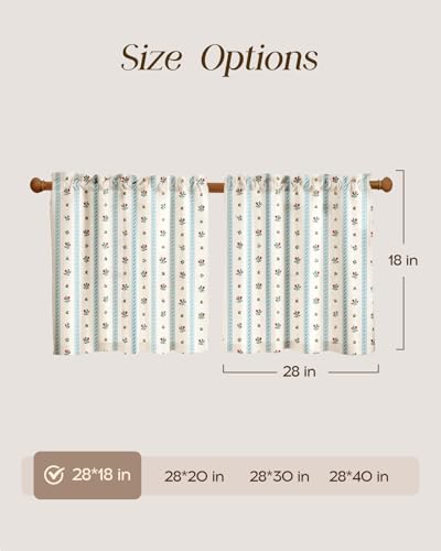 Miss Adola 18 Inch Length Kitchen Tier Curtains, Blue Striped - color: Blue Striped, size: 28"W x 18"L (Pack of 2)