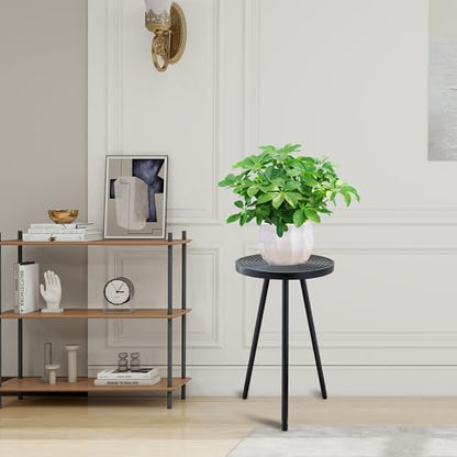 Lawn Social Tall Plant Stand Indoor, 20" Wood Metal Pedestal, Black - color: Black