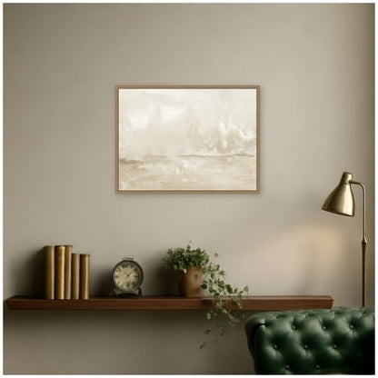 Kate and Laurel Framed Canvas Wall Art Print Dawning Warm Abstract Landscape by Naomi Hink NLS Design, 24 x 18 Sylvie Dark Gold Frame, Modern Contemporary, Abstract Art for Wall Decor