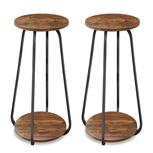 Plant Stand Indoor, 2 Tier Metal Wood Plant Shelf for Living Room, 2 Pack - size: Brown-2Pack