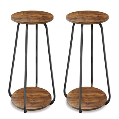 Plant Stand Indoor, 2 Tier Metal Wood Plant Shelf for Living Room, 2 Pack - size: Brown-2Pack