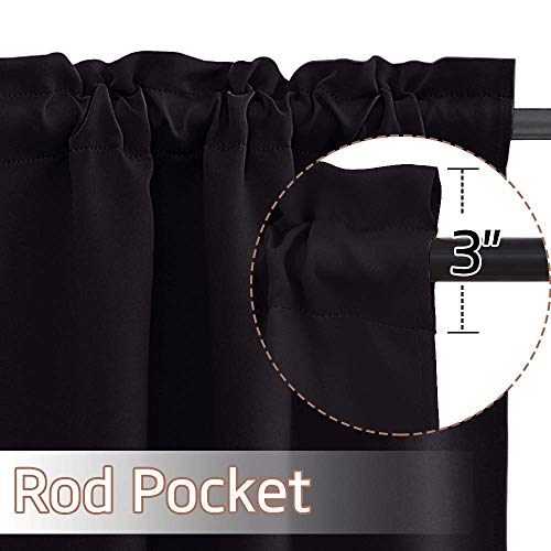 NICETOWN Small RV Camper Window Curtains, Thermal Insulated Rod Pocket Privacy Curtain Tiers Soild Room Darkening Shades for Kitchen Cabinet Cupboard Closet Halloween, Black, W34 x L30 inches, 1 Pair - color: Black, size: 34"W x 30"L (Pack of 2)