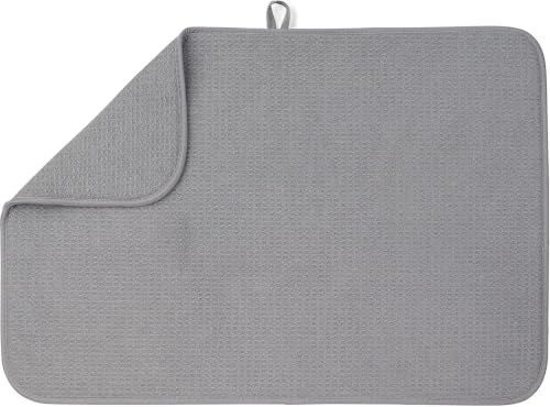 Bellemain Dish Drying Mat, Drying Matt Kitchen Counter, 17 x 24 Inch, Grey - color: Dark Gray, size: 17" x 24"