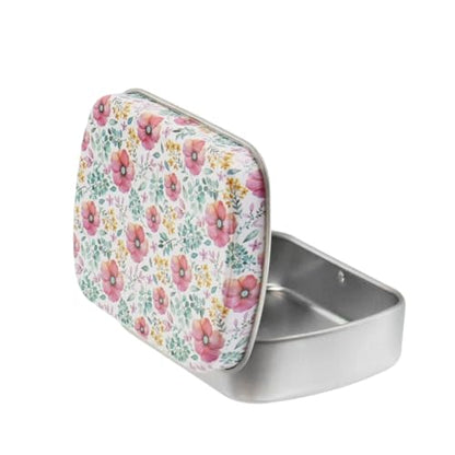 4pcs Rose Red Flower Pattern Empty Hinged Tin Box Metal Storage Box - color: Rose Red Flower