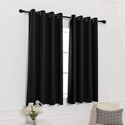 Pickluc Black Blackout Curtains with Grommet 63 Inches Long 2 Panels Set, Light Blocking Window Drapes for Living Room, Thermal Insulated, Noise Reduction, Privacy Protection, 52" Wide x 63" Length - color: Black, size: 52"W x 63"L (Pack of 2)