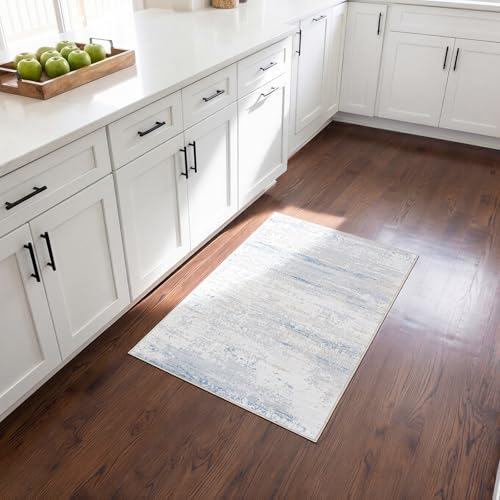 Washable Area Rugs 2x3 Entryway Rugs for Kitchen,Front Door & Small Spaces - color: Blue-griege-brown-beige-white, size: 2' x 3' (Rectangular)