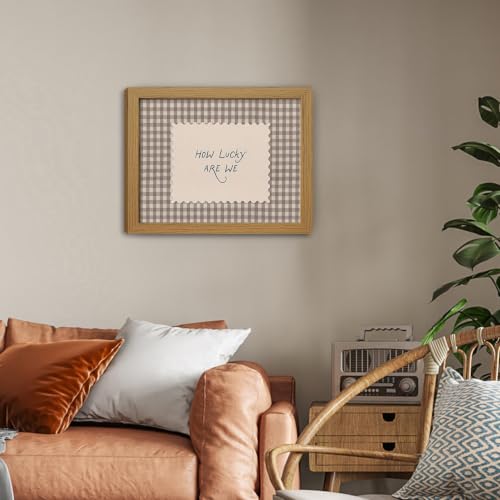 Kownzev How Lucky Are We Wall Art, Brown Gingham Wood Framed Canvas 8x10 - color: Brown luck, size: 10"L x 8"W