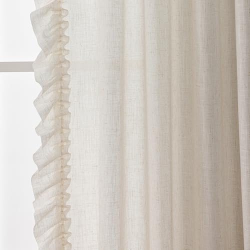 TERLYTEX Natural Linen Ruffle Curtains for Living Room 47x96 Inch, 2 Panels - color: Natural Linen, size: 47"W x 96"L (Pack of 2)