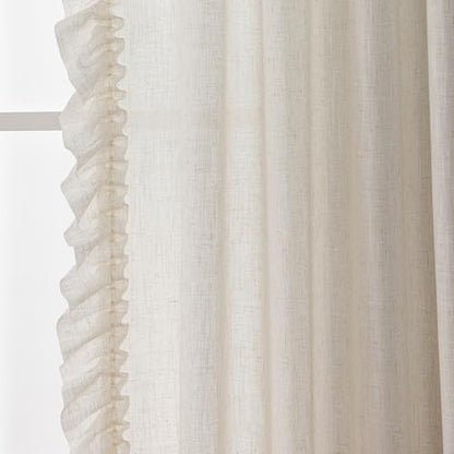 TERLYTEX Natural Linen Ruffle Curtains for Living Room 47x96 Inch, 2 Panels - color: Natural Linen, size: 47"W x 96"L (Pack of 2)