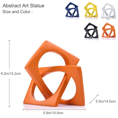 LCCCK Modern Geometric Sculpture Orange Knot Statue Decor, Home Orange Bookcase Centerpiece Jax Decorative, Geometric Tabletop Sculpture and Figurines, for Home Decor Accent Cube Decorative Ornaments - color: Orange