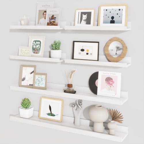 Picture Ledge Shelf, Floating Shelves for Wall Decor, White, Set of 6, 30'' - color: White, size: 30 inch