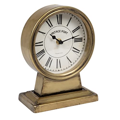 Creative Co-Op Decorative Metal Mantel Clock, Gold Finish - color: Gold Finish
