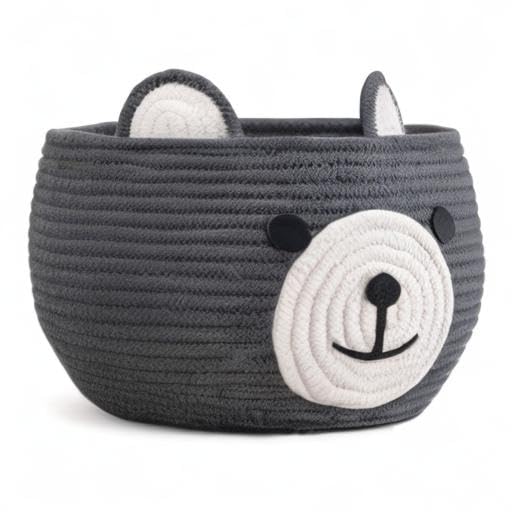 CherryNow Baby Basket for Gifts Empty, Cute Bear Design, Grey - color: Grey, size: 10.5"D x 8.5"H