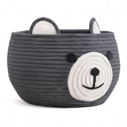 CherryNow Baby Basket for Gifts Empty, Cute Bear Design, Grey - color: Grey, size: 10.5"D x 8.5"H