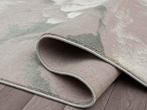 Abani Rugs Modern 4' x 6' Neutral Beige & Cream Swirl Area Rug - Contemporary Geometric 3D Bedroom Rug - color: Beige, size: 4' x 6'