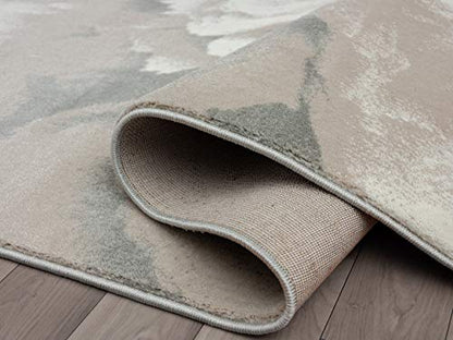 Abani Rugs Modern 4' x 6' Neutral Beige & Cream Swirl Area Rug - Contemporary Geometric 3D Bedroom Rug - color: Beige, size: 4' x 6'