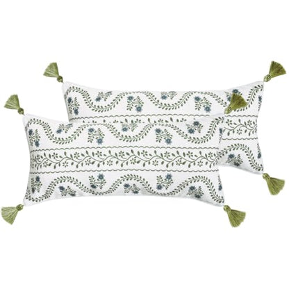 ISAENNE Designer Printed Rectangle Throw Pillow Cover,Set of 2,28"x12" - color: Mosella D, size: 28" x 12" (Pack of 2)