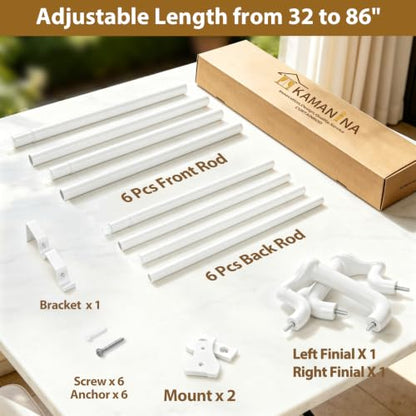 KAMANINA Double Curtain Rod 32 to 86 Inch, White Wrap Around Drapery Rods - color: White, size: 32-86"