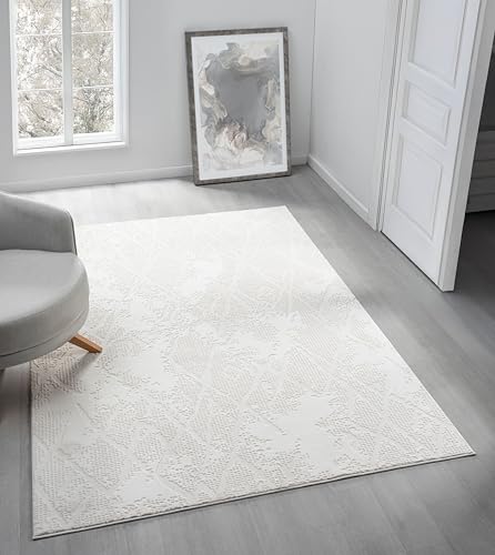 6x9 Cream Modern Geometric Area Rug for Living Room, Bedroom - color: 1003 - Cream, size: 6' x 9' (Rectangular)