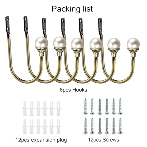 COCIVIVRE 6 Pack Curtain Holdbacks Wall Mounted Curtain Tiebacks Hooks - color: Antique Bronze, size: 6 Pack