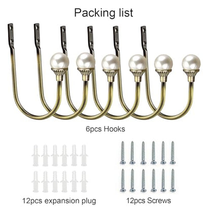 COCIVIVRE 6 Pack Curtain Holdbacks Wall Mounted Curtain Tiebacks Hooks - color: Antique Bronze, size: 6 Pack