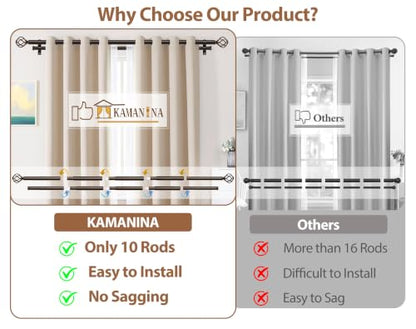 KAMANINA 1 Inch Double Curtain Rod 72 to 144 Inch, Long Drapery Rod, Bronze - color: Antique Bronze, size: 72-144"