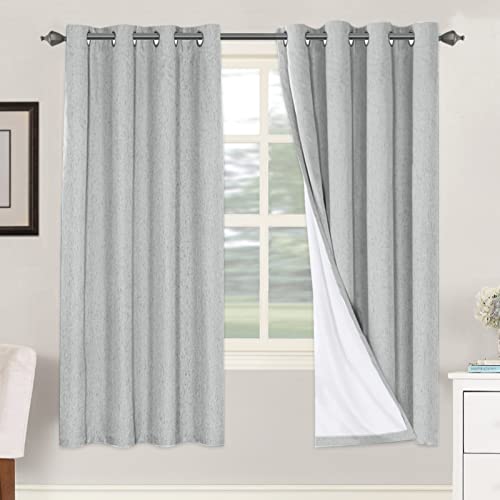 H.VERSAILTEX 100% Blackout Linen Curtains 72" L 2 Panels Glacier Gray - color: Glacier Gray, size: 52"W x 72"L (Pack of 2)