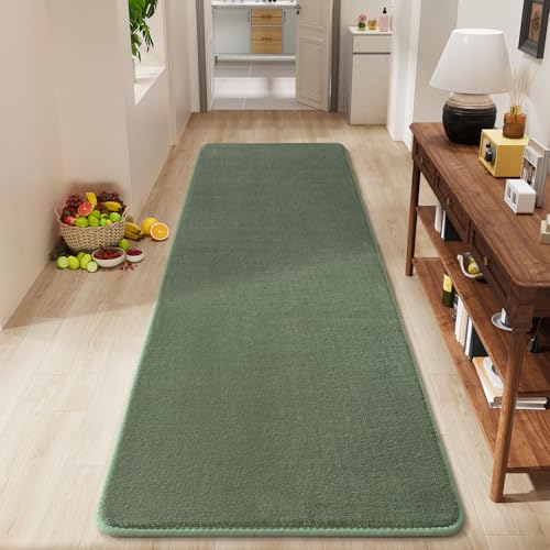 Amearea Modern Soft Hallway Runner Rug, 2x6 Sage Green Washable Runner Rugs - color: Sage Green, size: 2' x 6' (Runner)