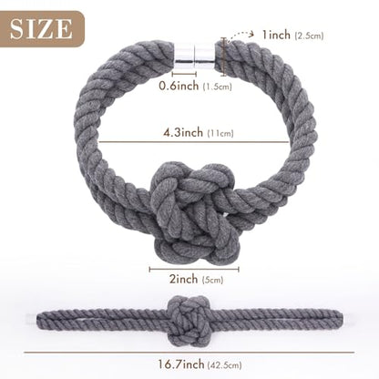 NICEEC Natural Cotton Rope Magnetic Curtain Tiebacks, 2 Pack, Dark Grey - color: Dark Grey, size: 2 Pack