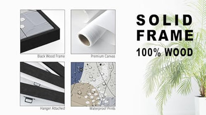 Large Framed Wall Art, Neutral Botanical Abstract Line Art, 24"x36"x3 - color: gray, size: 24"x36"x3 Framed